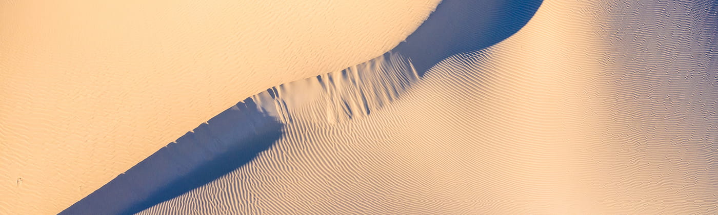 Aerial view of a sand dune
