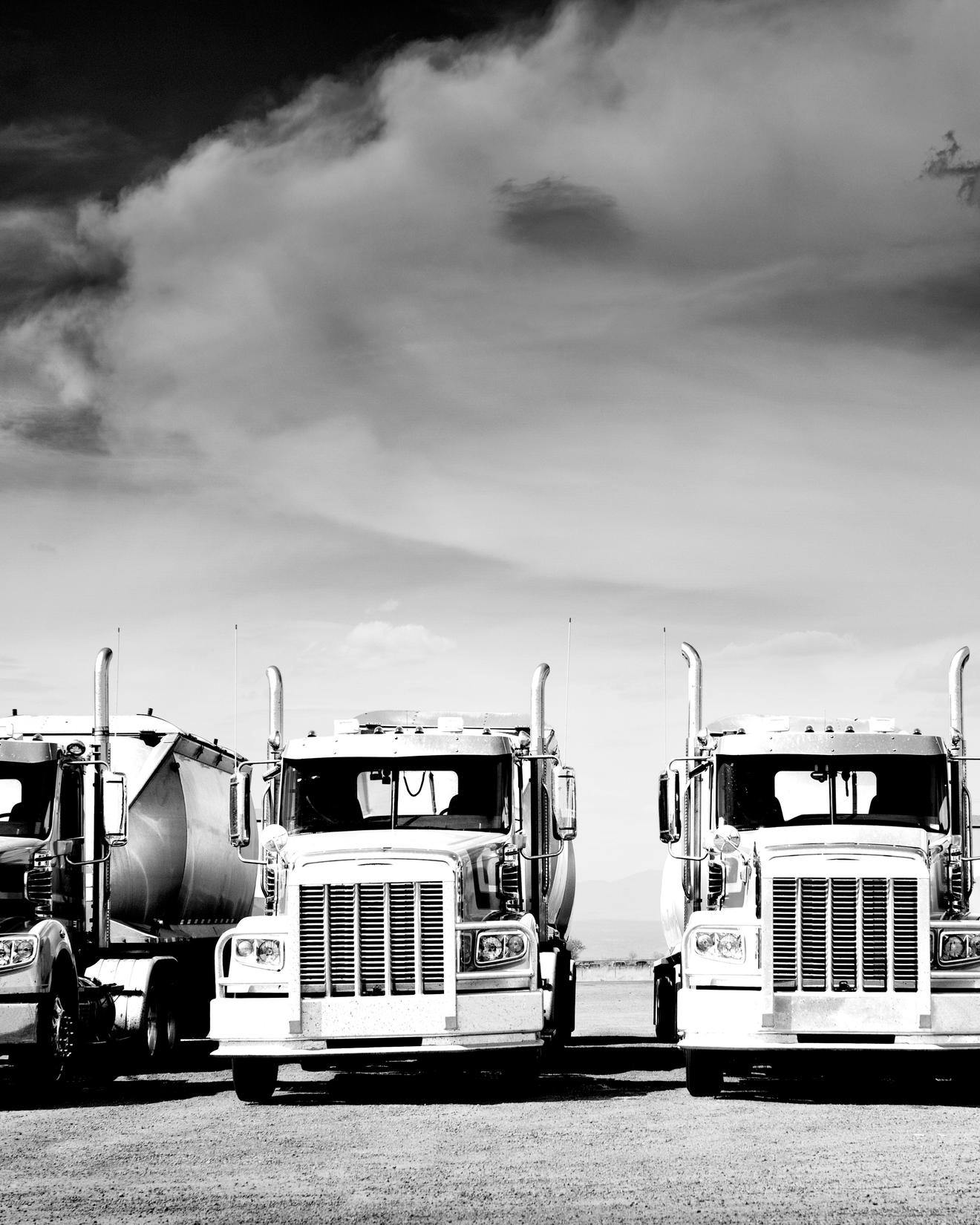 Large trucks at a stop in the United States of America