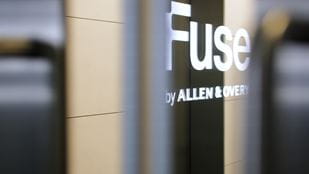 Door with FUSE by Allen & Overy logo