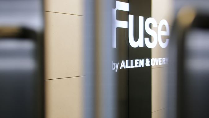Door with FUSE by Allen & Overy logo