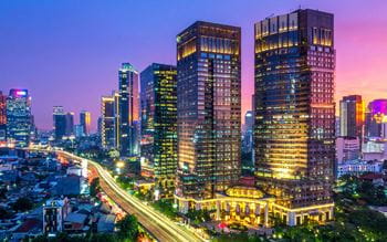 The Jakarta skyline at night