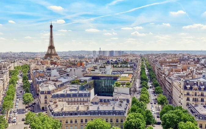 Skyscraper city scape of Paris with Eiffel Tower