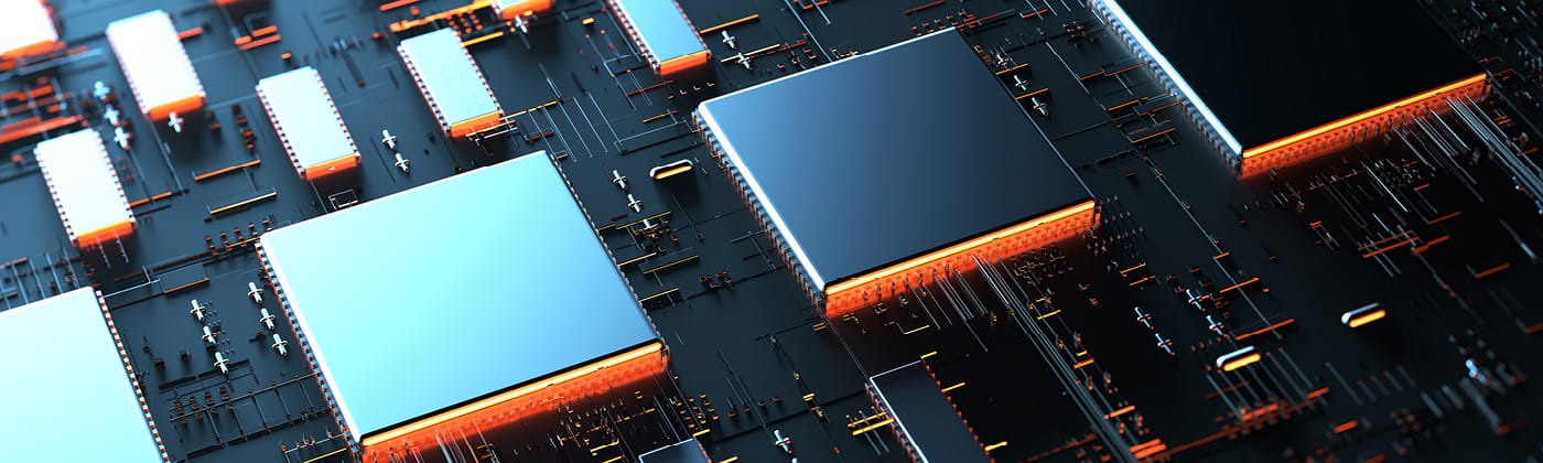 Close up view of microchip
