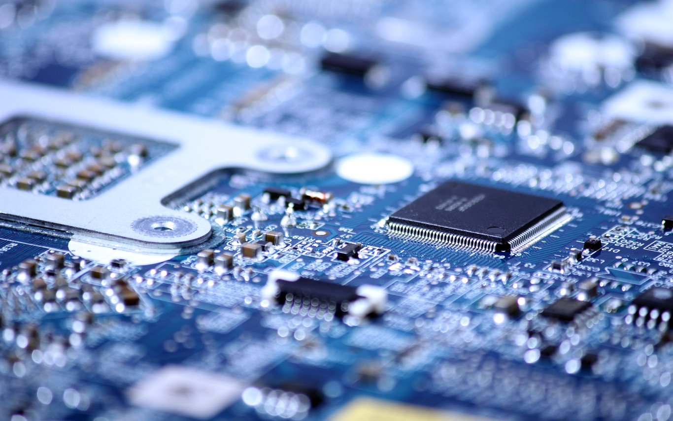 Close up image of motherboard and semiconductor