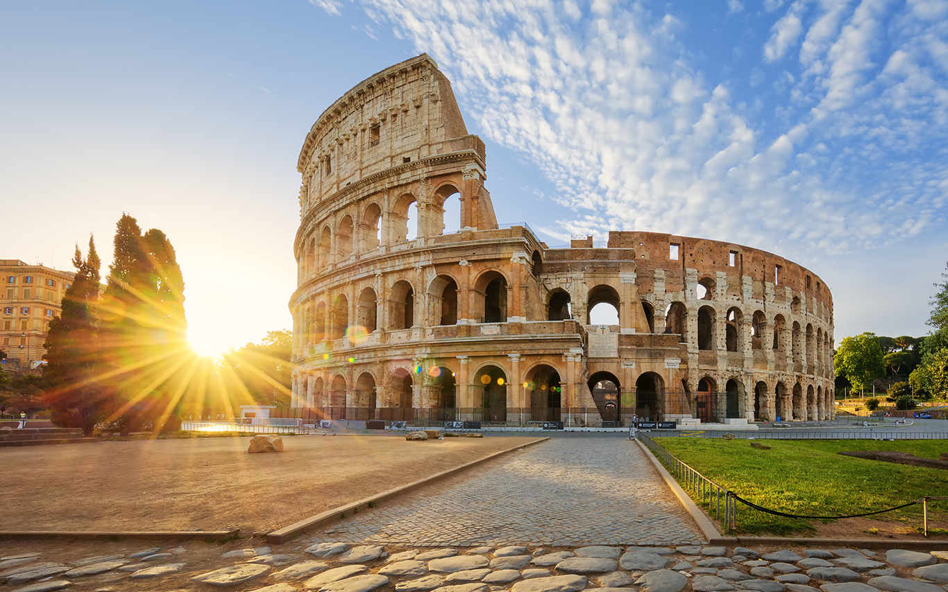 A panoramic view of the Colosseum in Italy 