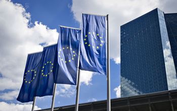 Europe flags in front of ECB building
