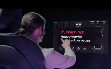 Person interacting with warning on screen
