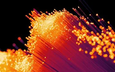 Magnified view of fibre optic cables