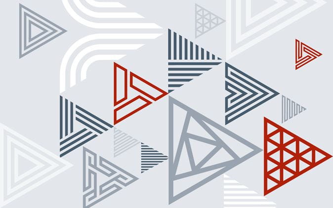 Graphic showing a selection of grey and red triangles
