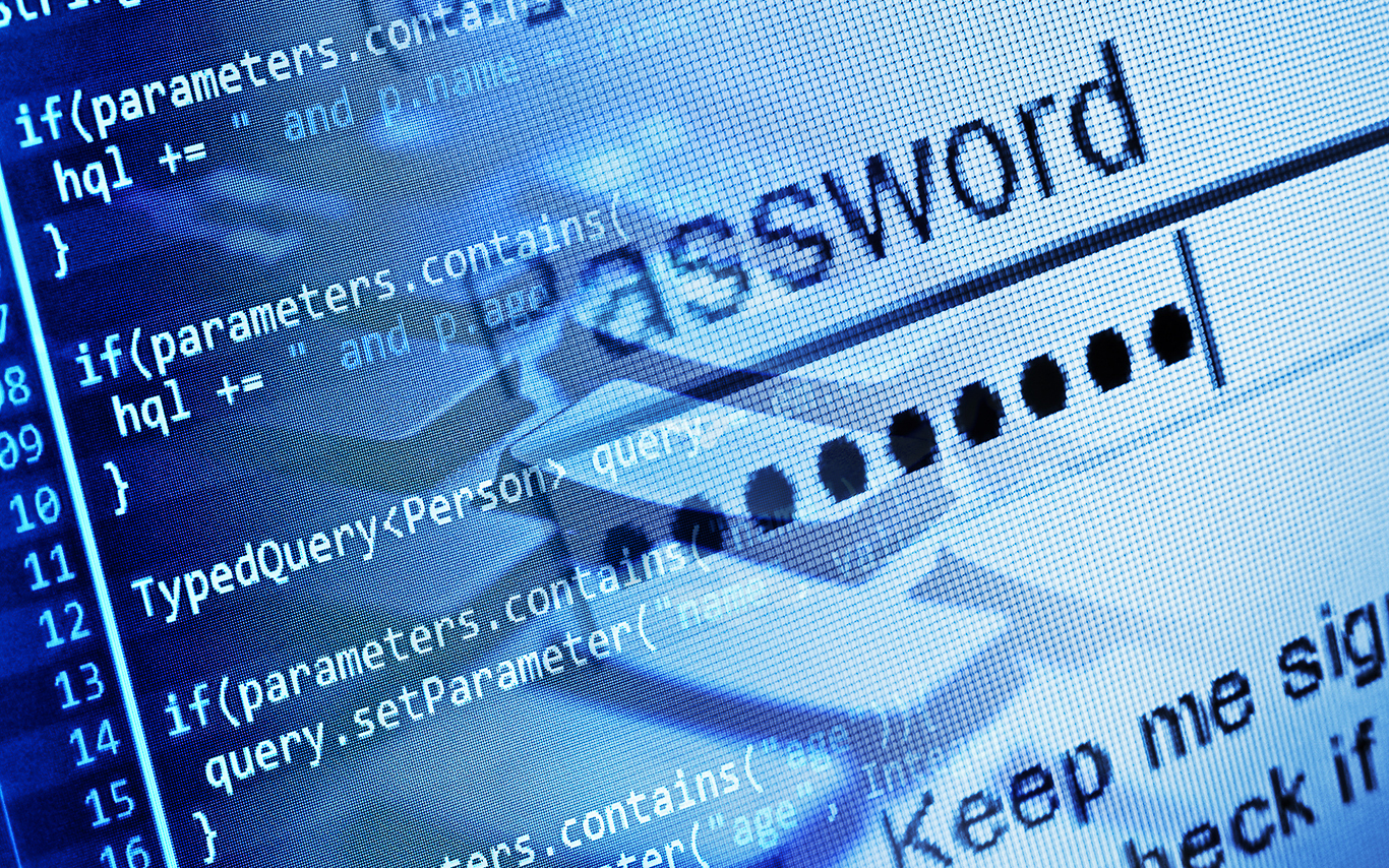 Coding and  a password login on a computer screen