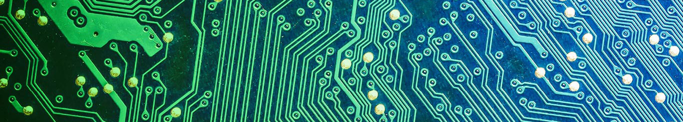 Close up of a green and blue computer circuit board