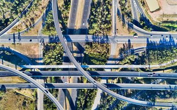 Aerial view of a large interchange