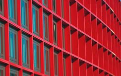 Red building with windows