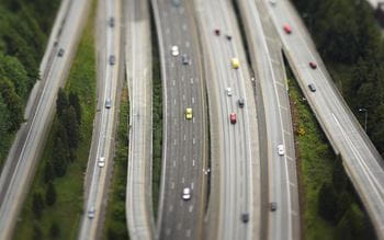 aerial shot of motorway
