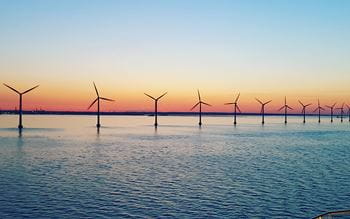 Wind turbines in ocean