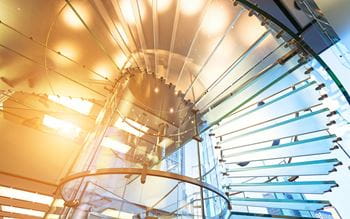 Modern commercial glass staircase