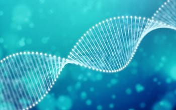 DNA strand blue background