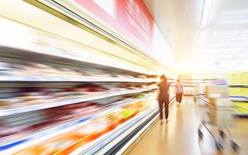 Blurred image of grocery store shelves