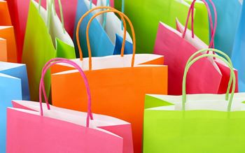 Brightly coloured shopping bags