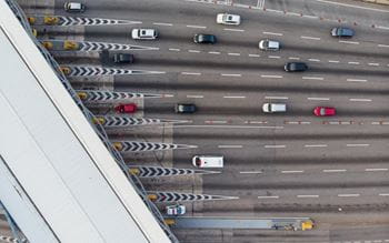 Cars at a toll bridge