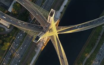 Aerial view of a bridge