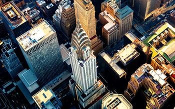 Birds eye view of the Chrysler building in New York