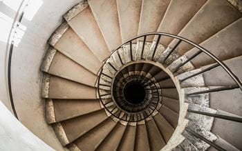 Birds eye view of a spiral staircase