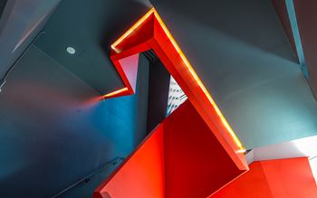 Red and grey staircase