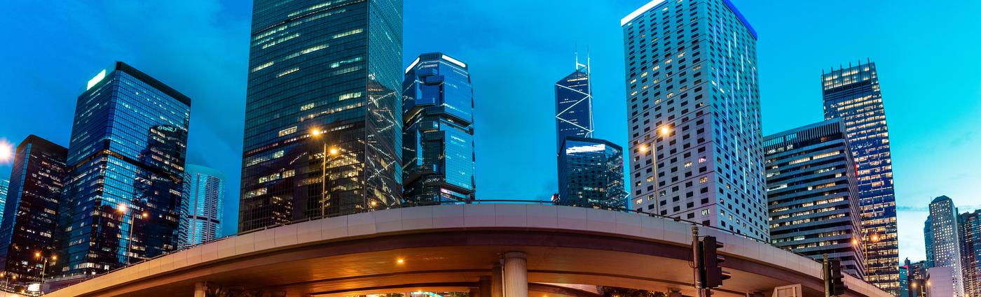 View of Hong Kong city buildings
