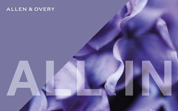 Image of purple flowers and 'All In' text overlay