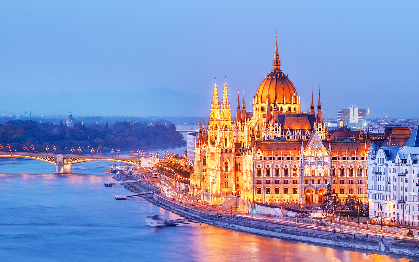 Hungarian Parliament on the eastern bank of the Danube