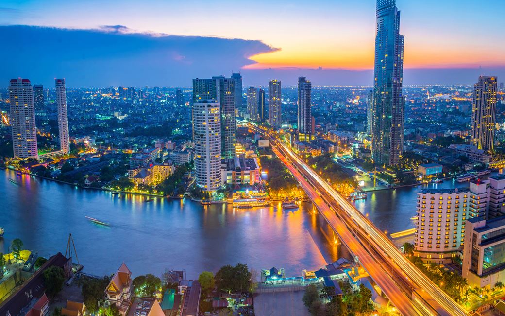 Thailand city lights at night