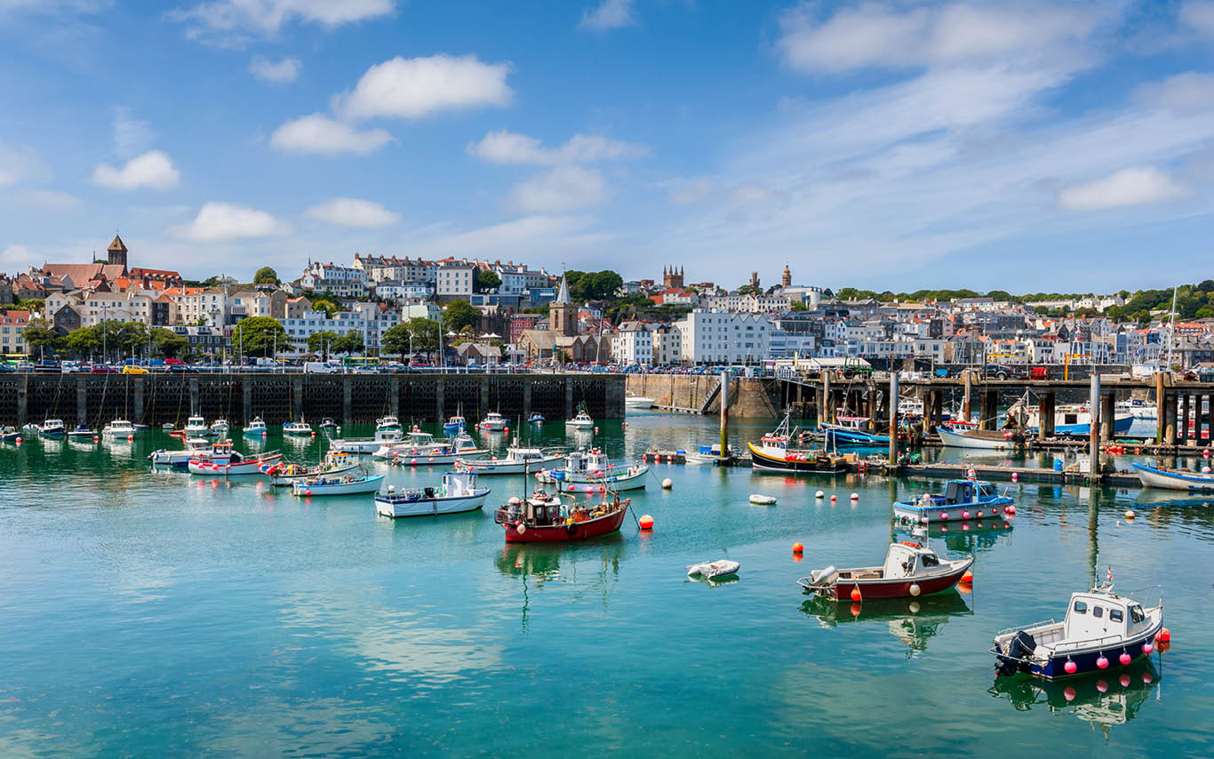 Landscape view of Guernsey's fishing port