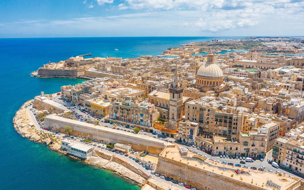 An aerial photo of Malta