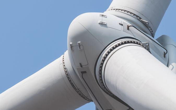 Up close view of wind turbine