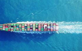 Aerial view of transport ship