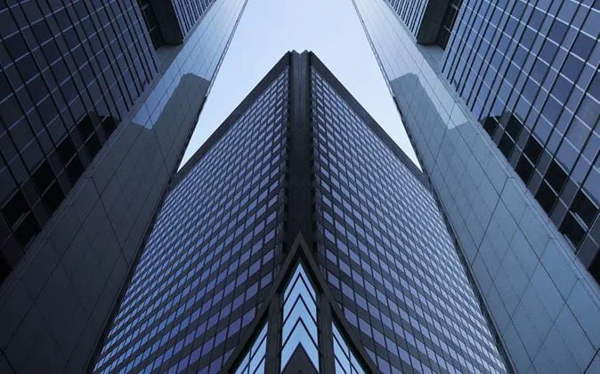 Glass skyscrapers reflecting