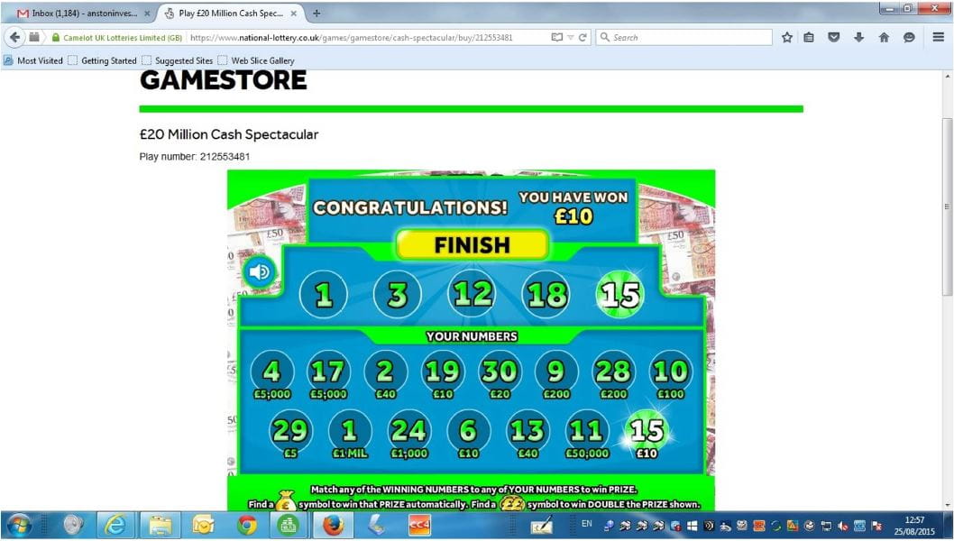 A scratchcard with a winning amount of GBP1