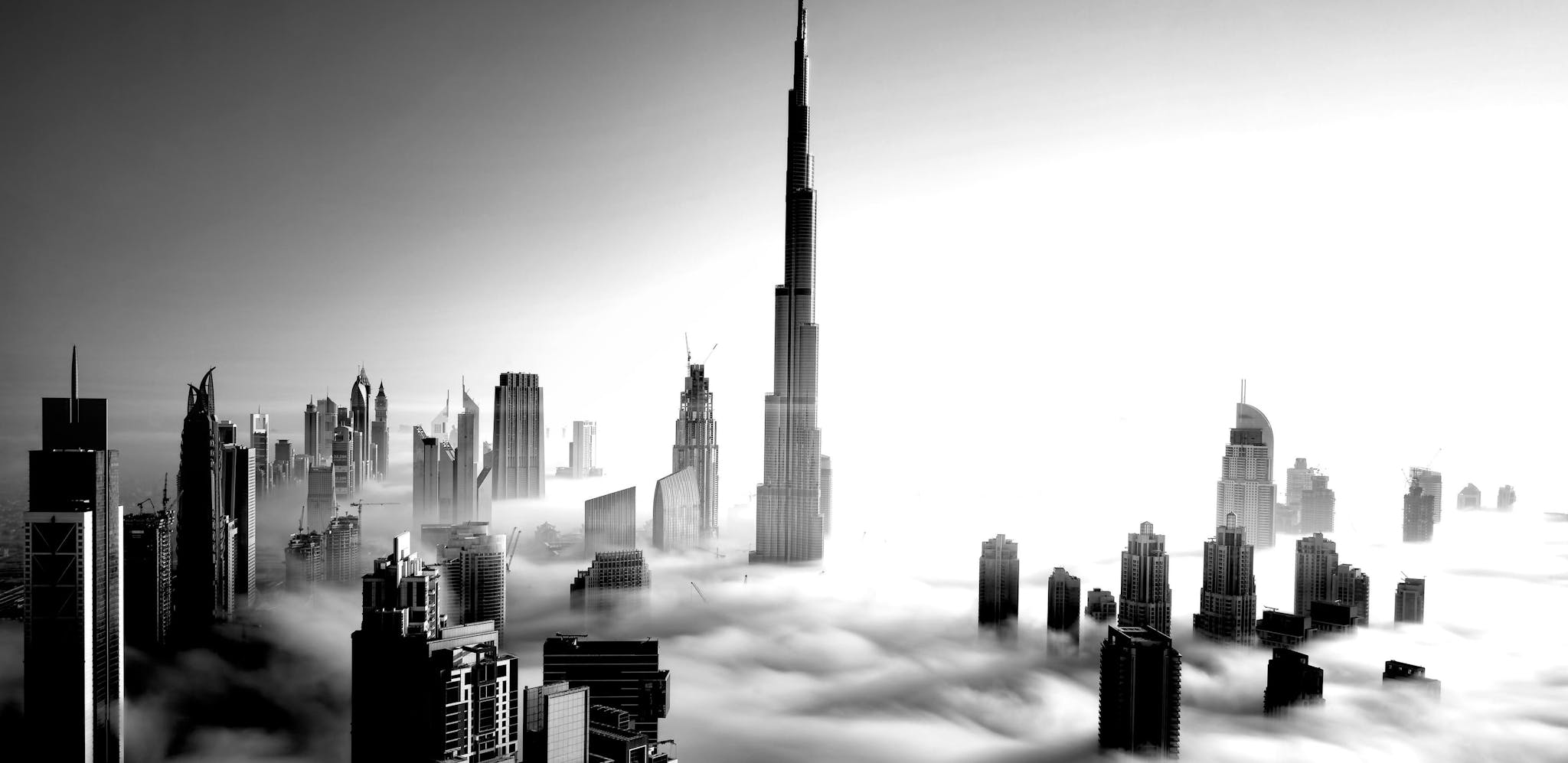 The Dubai skyline above cloud level